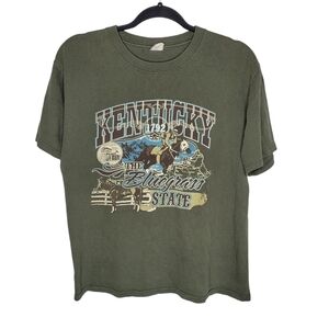 Vintage Y2K Kentucky Derby Horses Bluegrass State T-Shirt in Green Size Medium